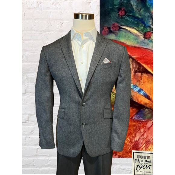 Jos A Bank 1905 41R Slim Charcoal Gray Twill Blazer Sport Suit Jacket - Picture 6 of 16